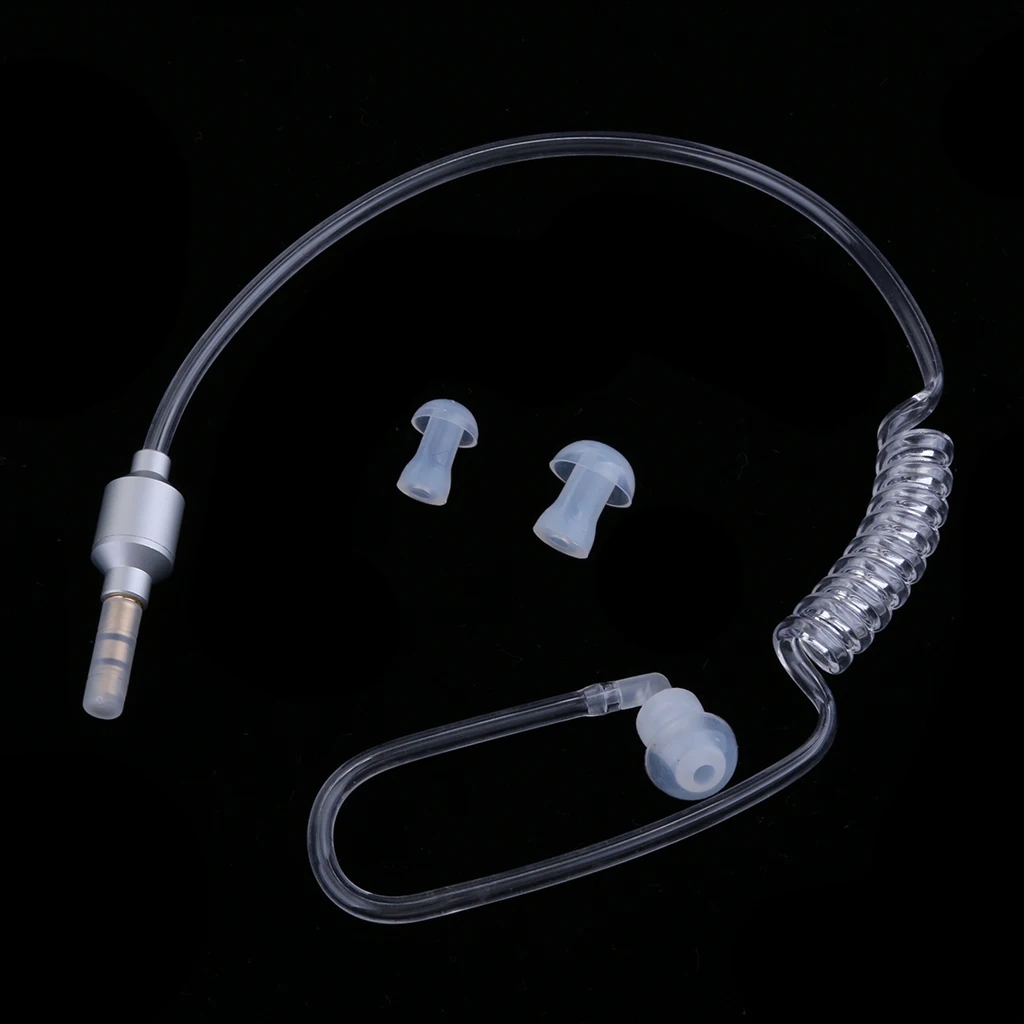 Anti-Radiation Mono Ears 3.5mm Stereo Acoustic Hollow Air Tube Wired Earpiece Hands-free with Mic Headsets Lightweight