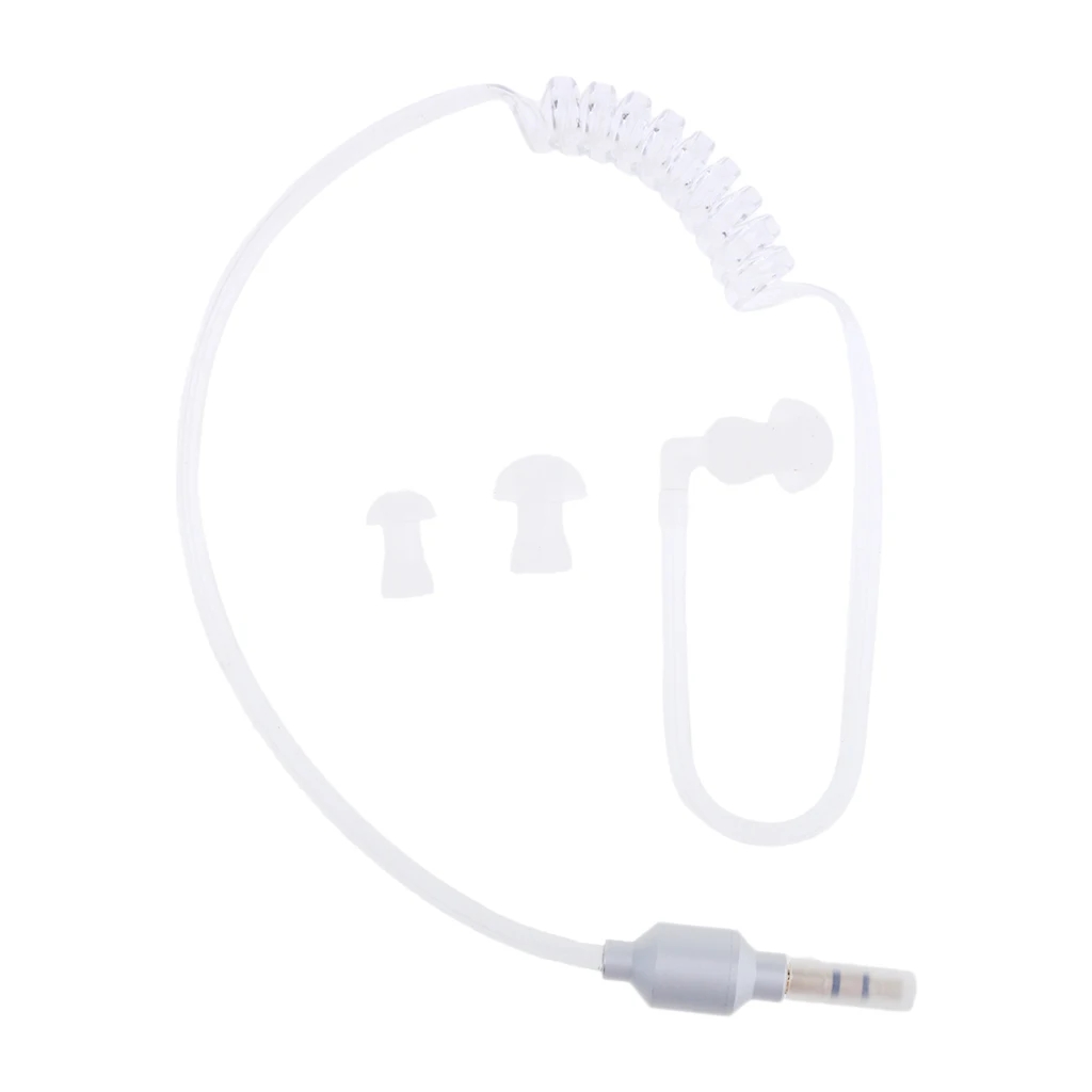 Anti-Radiation Mono Ears 3.5mm Stereo Acoustic Hollow Air Tube Wired Earpiece Hands-free with Mic Headsets Lightweight