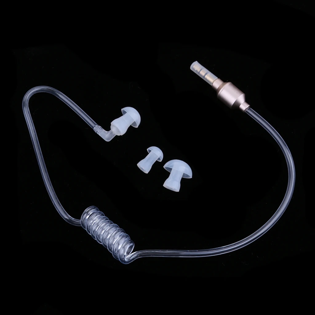 Anti-Radiation Mono Ears 3.5mm Stereo Acoustic Hollow Air Tube Wired Earpiece Hands-free with Mic Headsets Lightweight