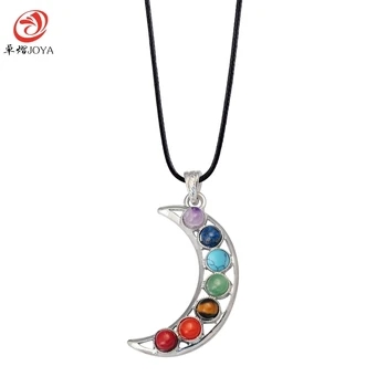 Natural  stone pendant necklace for women and men jewelry for women & men jewelry crescent-shaped seven christmas small gift