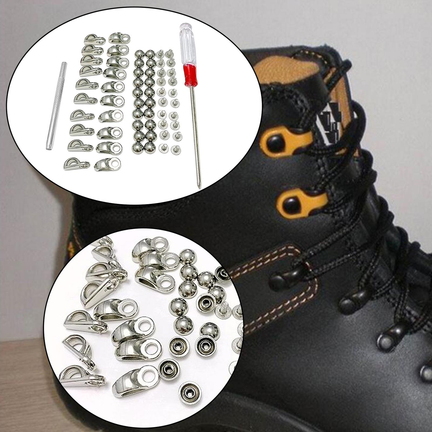 Fashion Shoe Lace Hooks DIY with Screwdriver Puncher Repair Buckles for Camping Shoes Mountaineering Shoes Outdoor Tools Parts